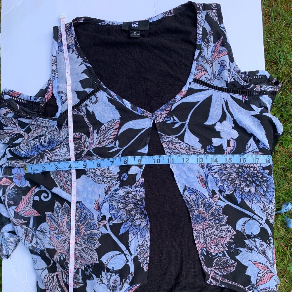 Women's Floral Print Cold Shoulder Top Long Sleeves
